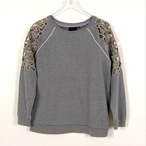 Nanette Lepore Gray Embroidered Lace Sweatshirt Medium